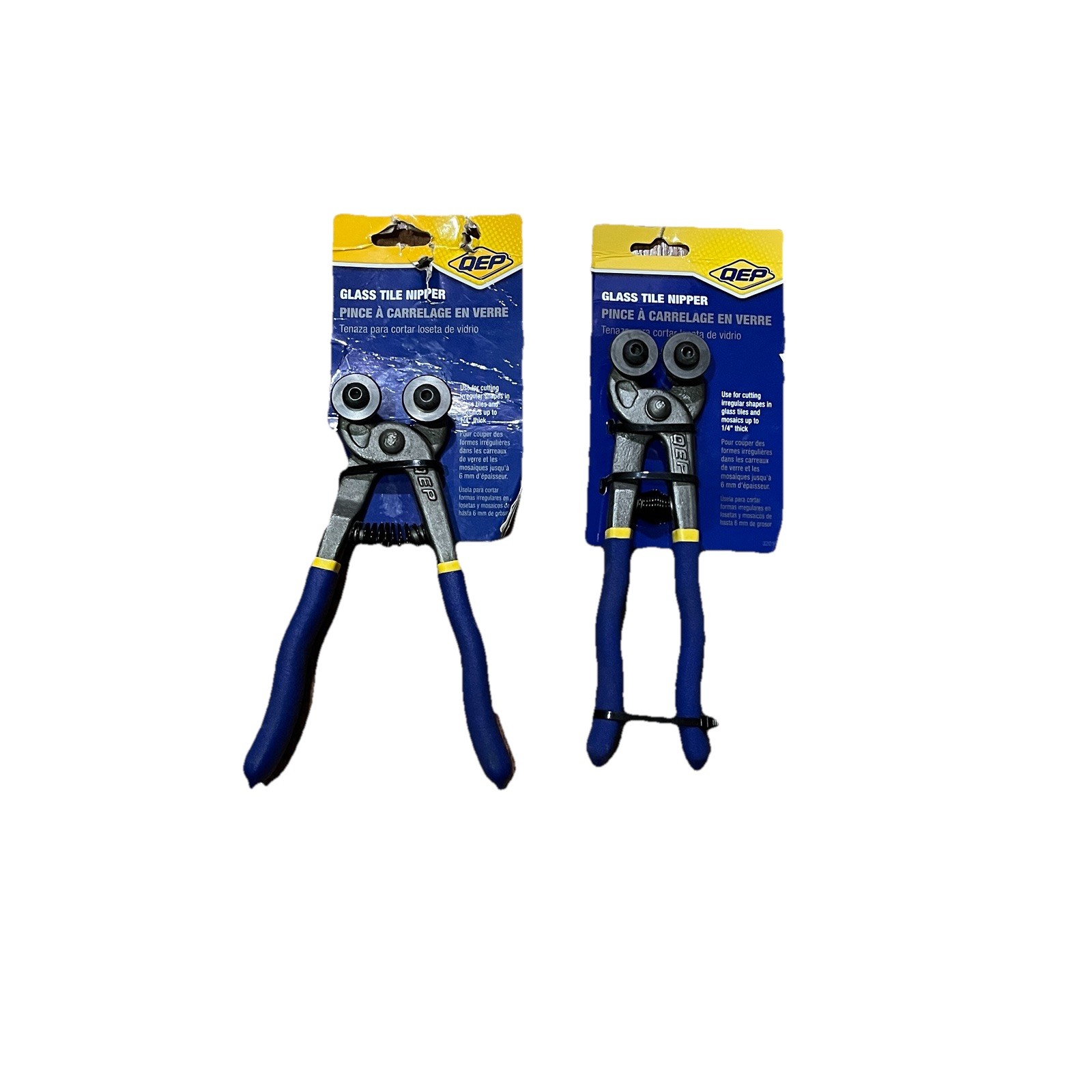 2 QEP Glass Tile Nipper 7" Carbide Glass And Mosaic Tile 1/4" Thick Blue 32010