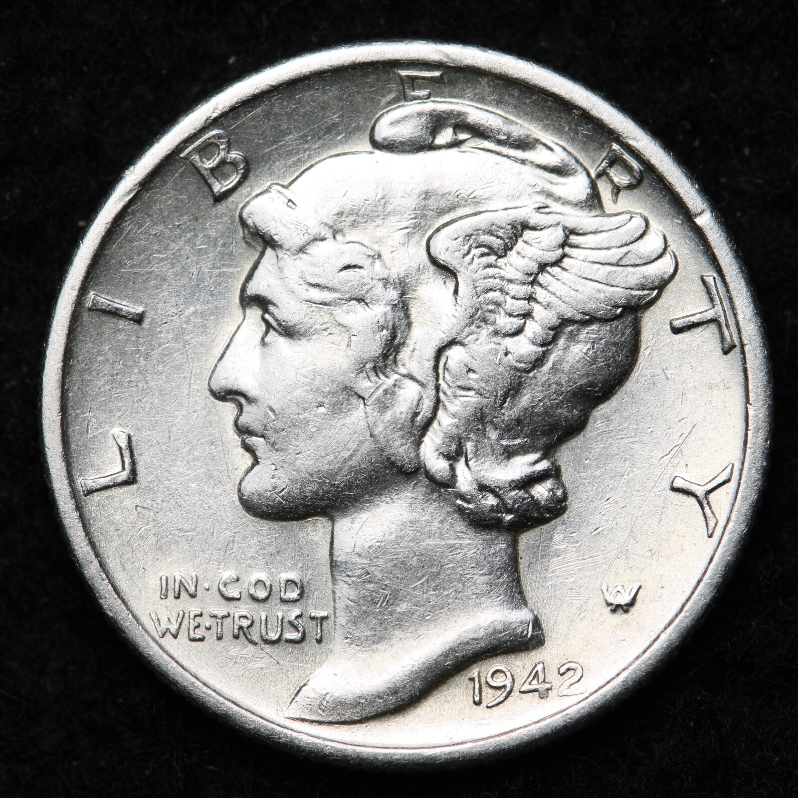 1942-S Mercury Silver Dime AU FREE SHIPPING