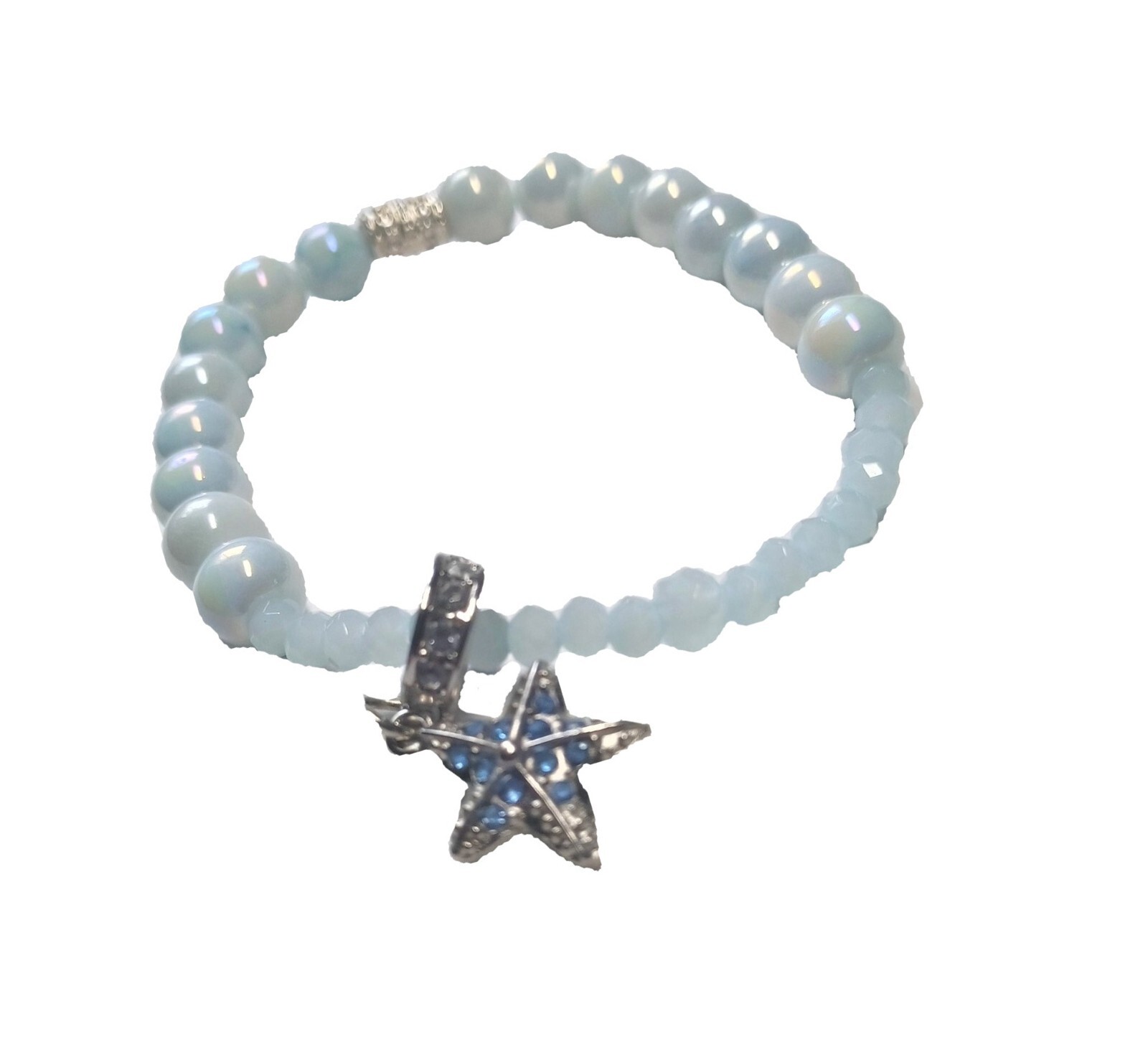 Stretchy Beaded Starfish Charm Bracelet