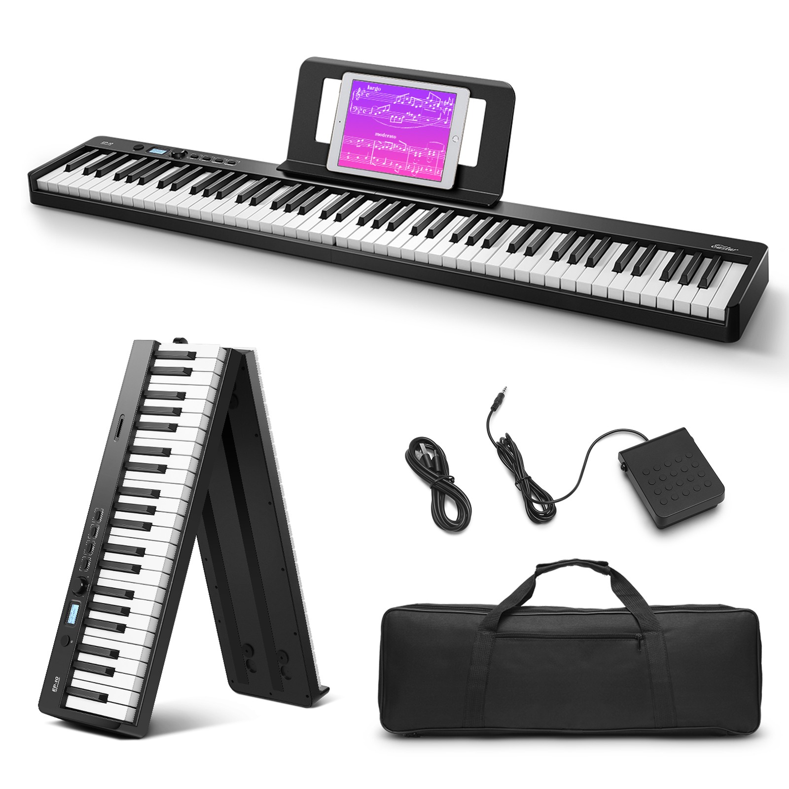Eastar EP-10 88 Key Foldable Digital Piano Semi Weighted Bluetooth MIDI Bag