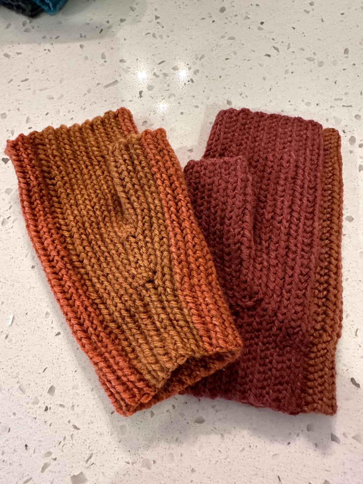 Handmade crocheted fingerless mittens