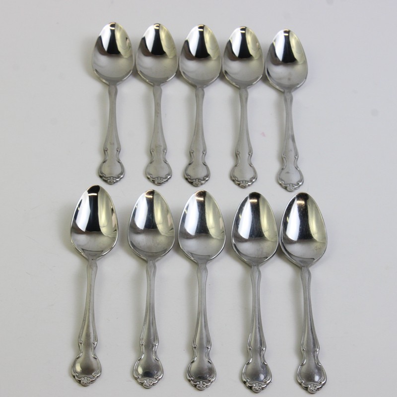 Lot of 10 Royal Splendor Teaspoons Stainless Steel 18/10 Glossy Finish