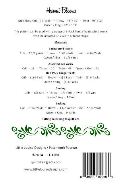 Little Louise Designs HARVEST BLOOMS Pattern
