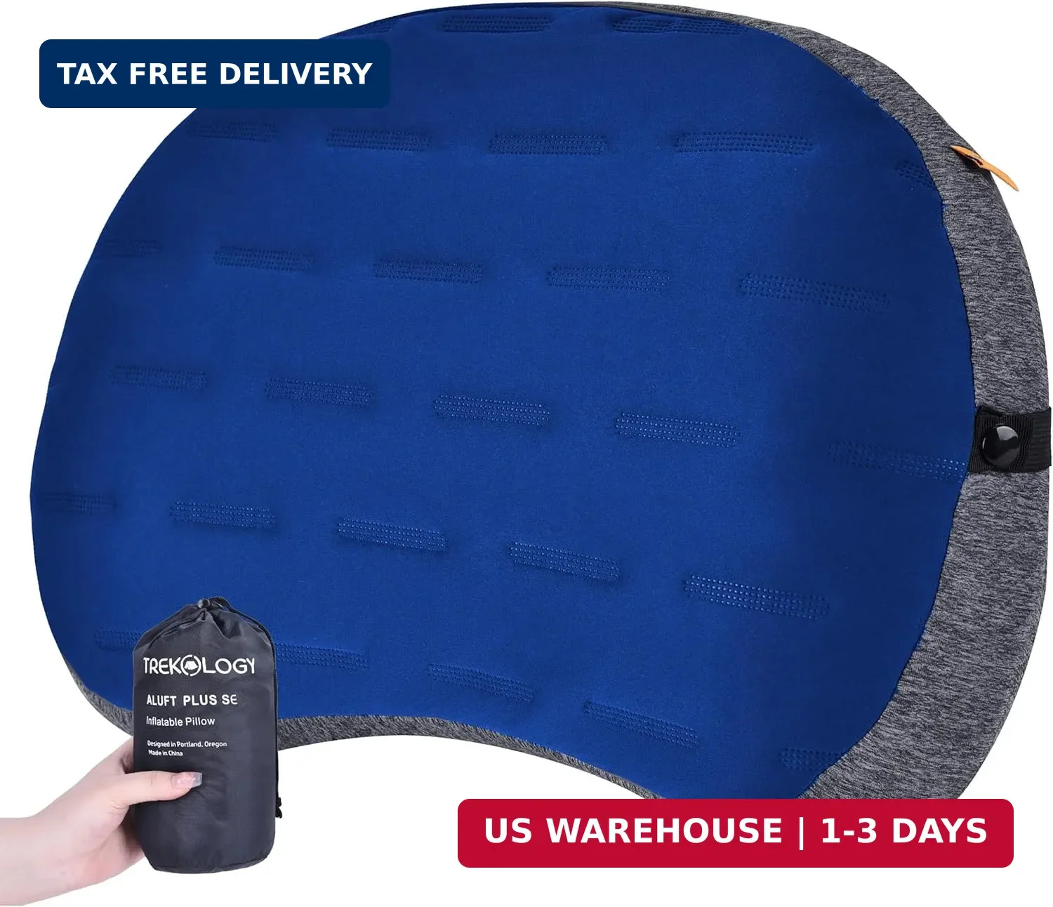 TREKOLOGY Inflatable Camping Pillow with Removable Cover - Ultralight Backpackin
