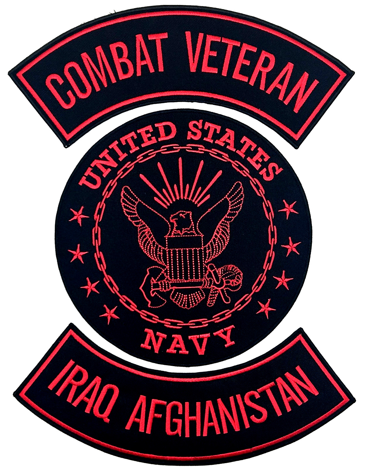 U.S. NAVY COMBAT VET. IRAQ AFGHANISTAN MILITARY MOTORCYCLE VEST LOT OF 3 PATCHES