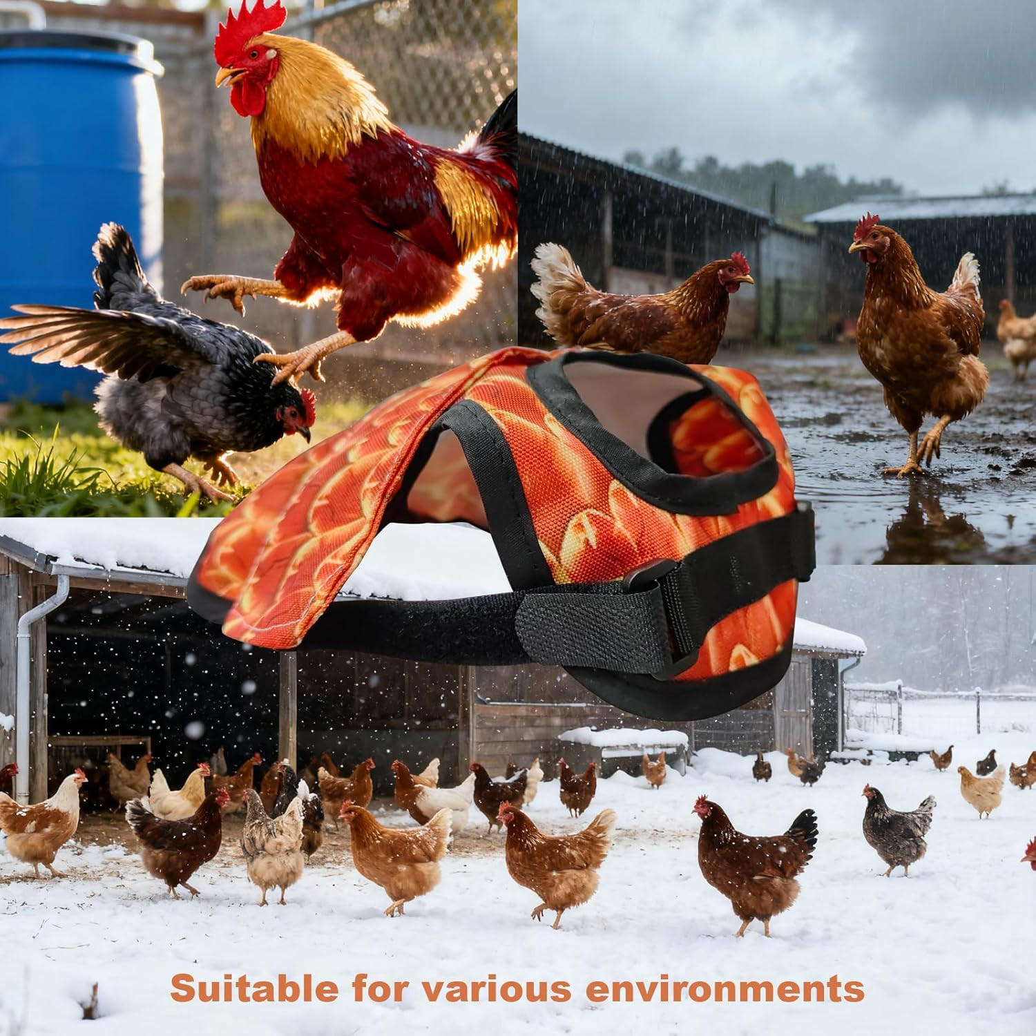 3-Pack Chicken Saddle Hens Adjustable Hen Saddle Back Protector Jacket Hens Wing