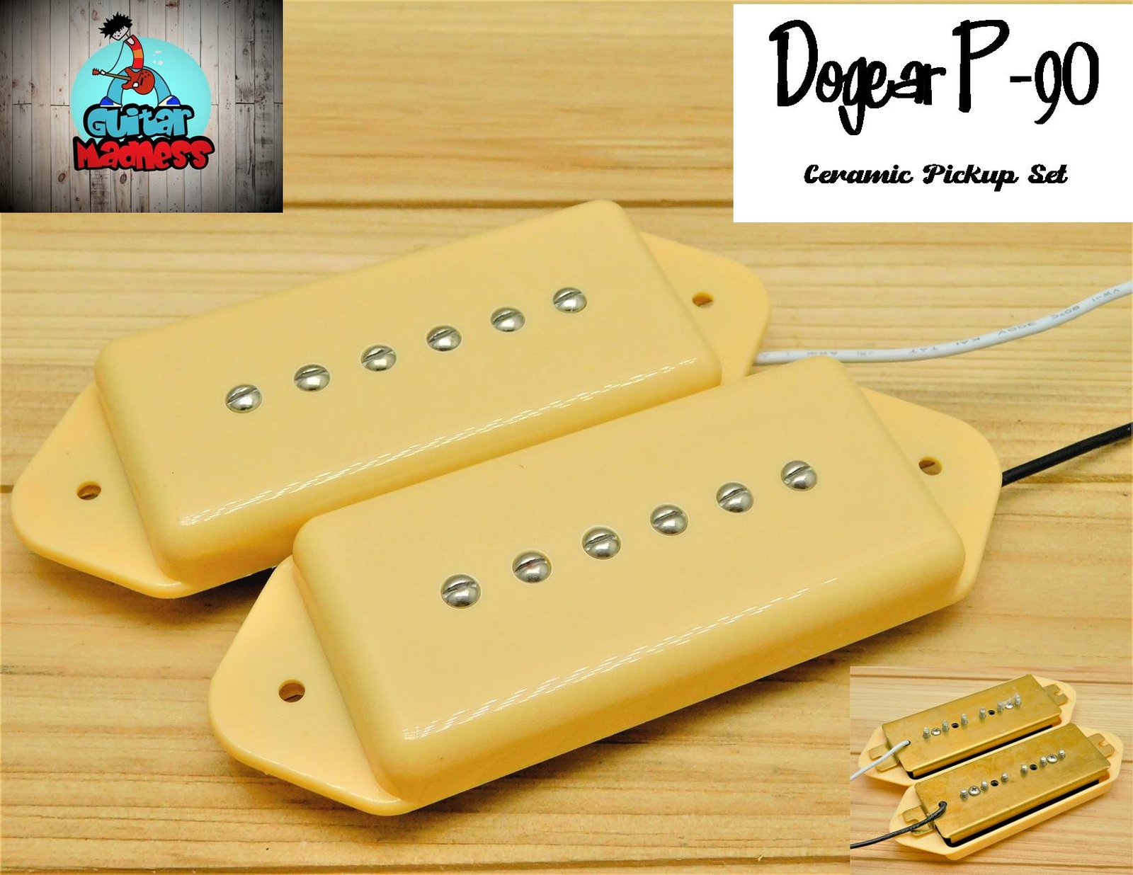 G.M. Dogear  P-90 Ceramic Pickup Set Cream
