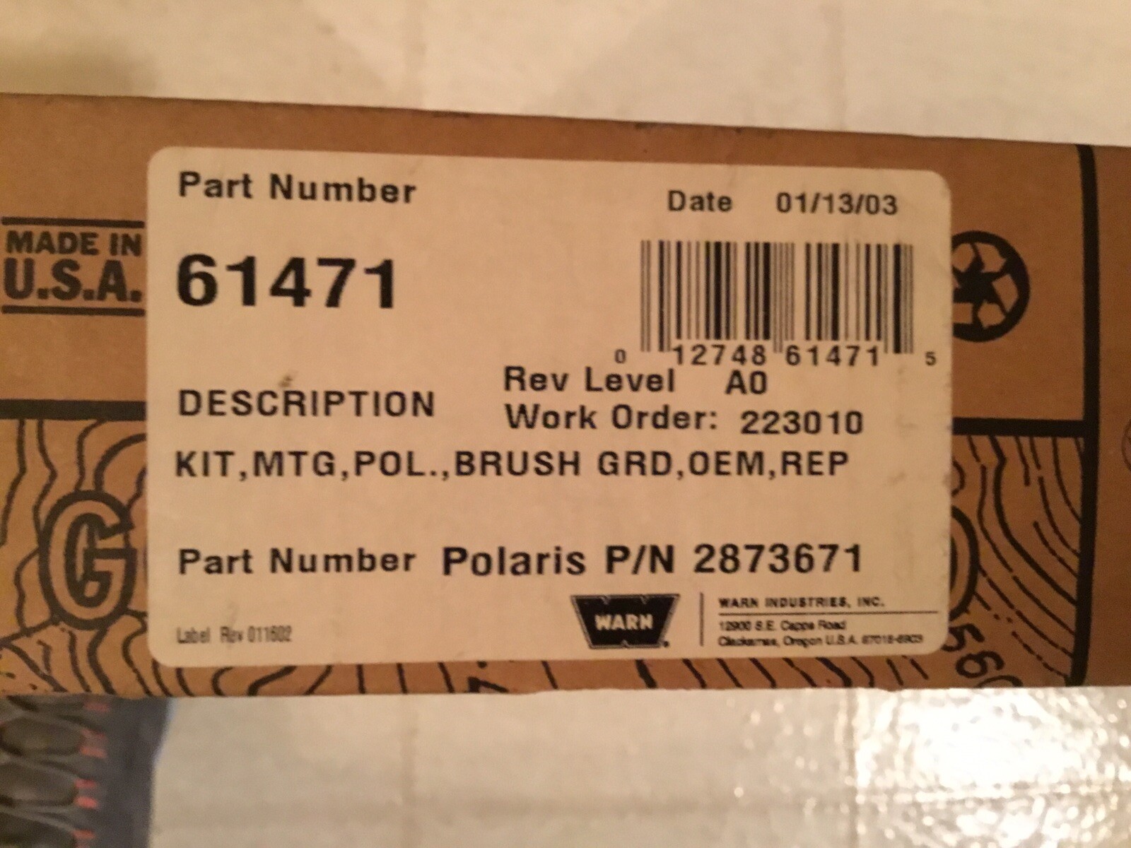 Polaris Oem Warn Winch Mount Kit 2873671