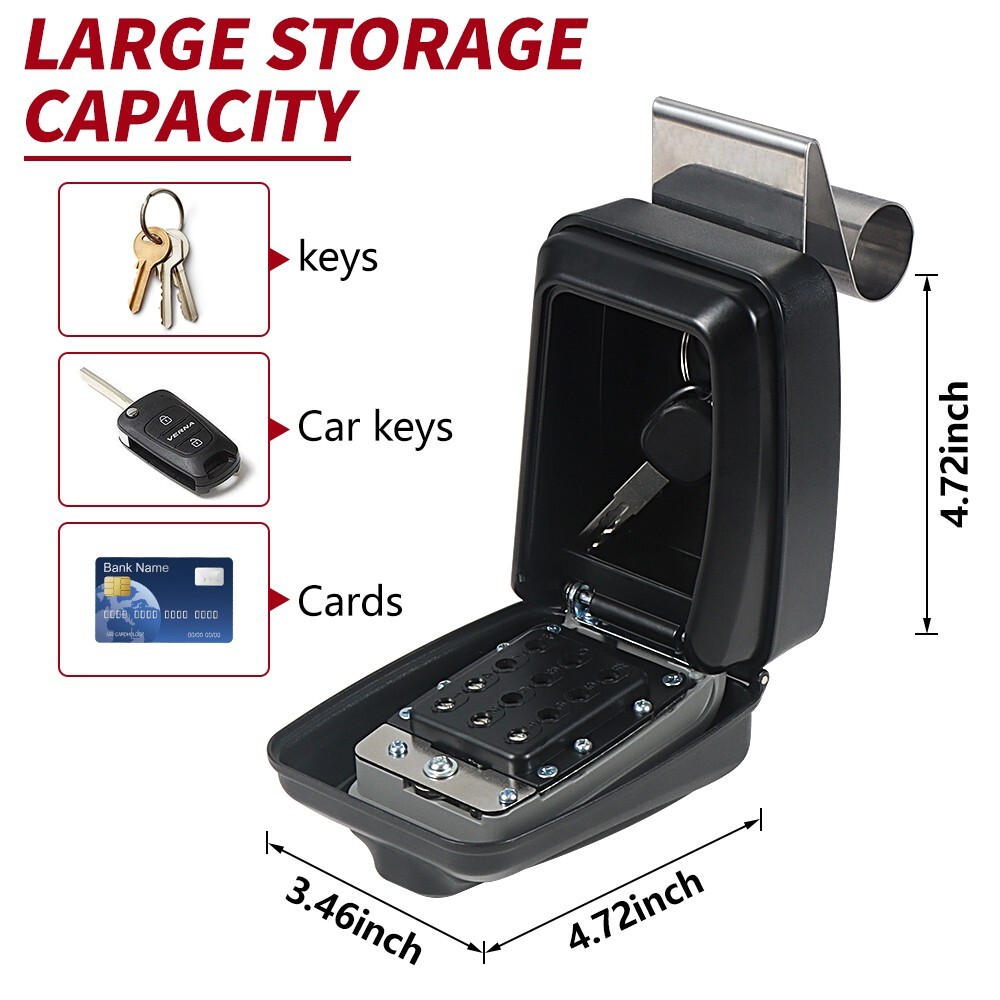 Metal Window Mount Lockbox Keysafe Sturdy Waterproof Large Capacity Lock Box
