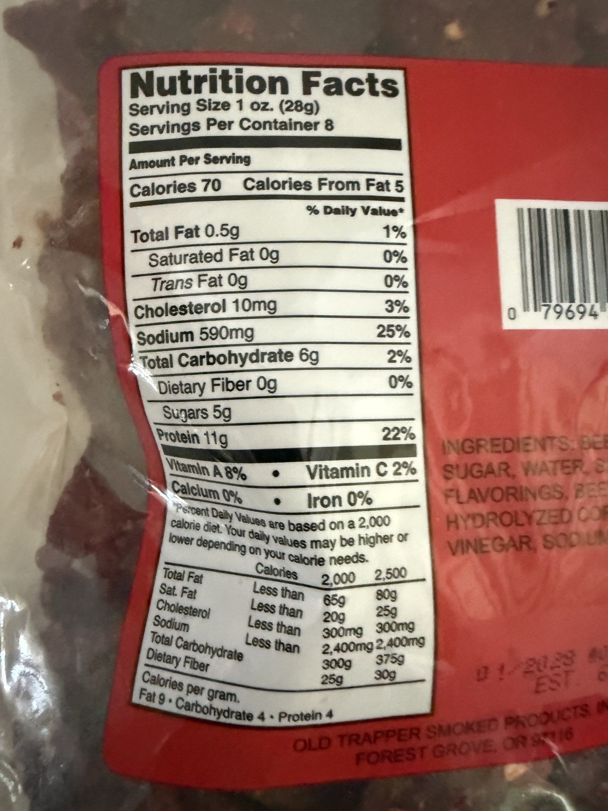Old Trapper Hot & Spicy Beef Jerky-10 Ounce Bag-New In Sealed Bag-Exp 11/27-1/28