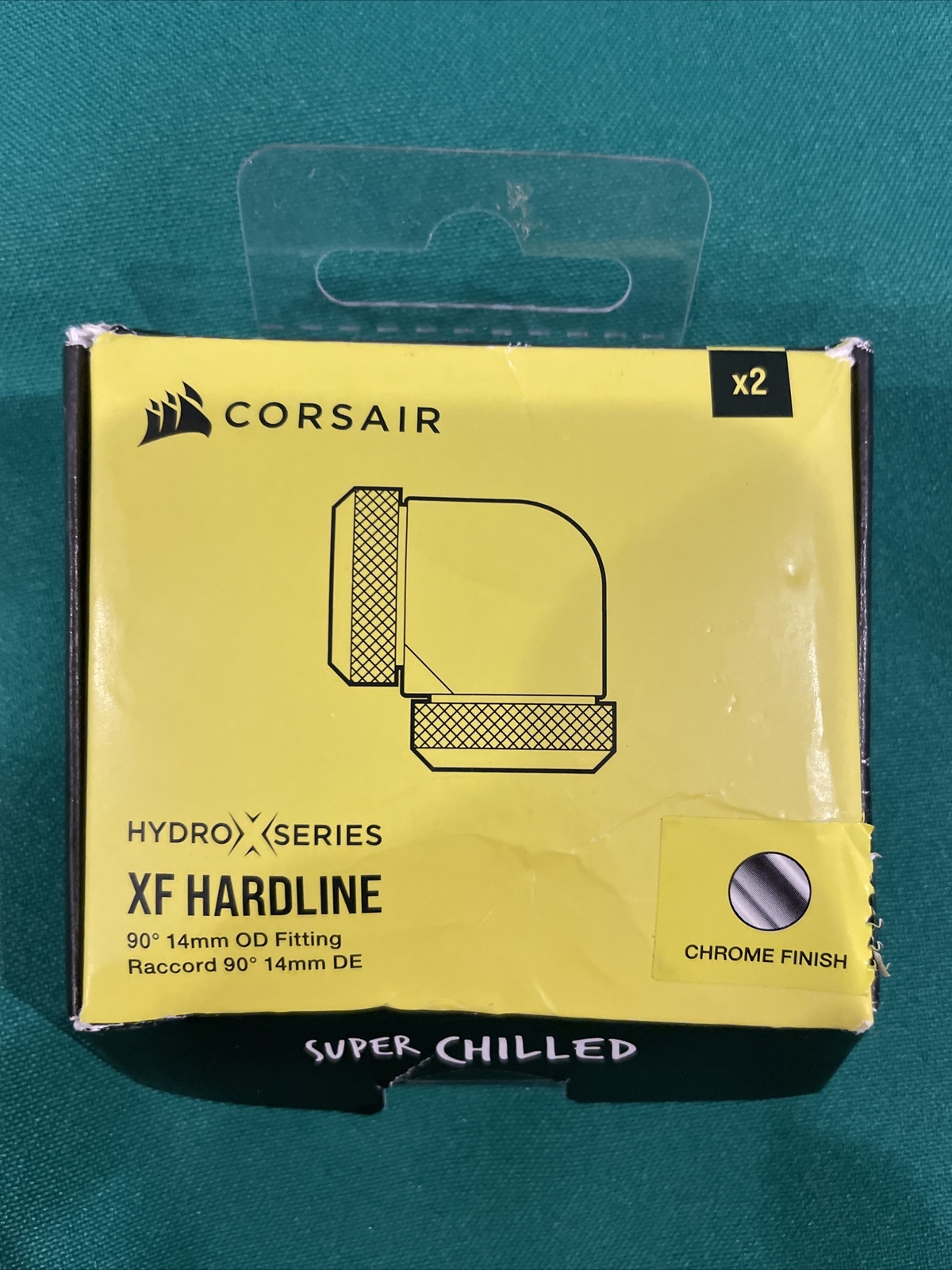 Corsair XF Hardline 90 Angled 14mm Chrome Fitting - Twin Pack (CX-9052014-WW)