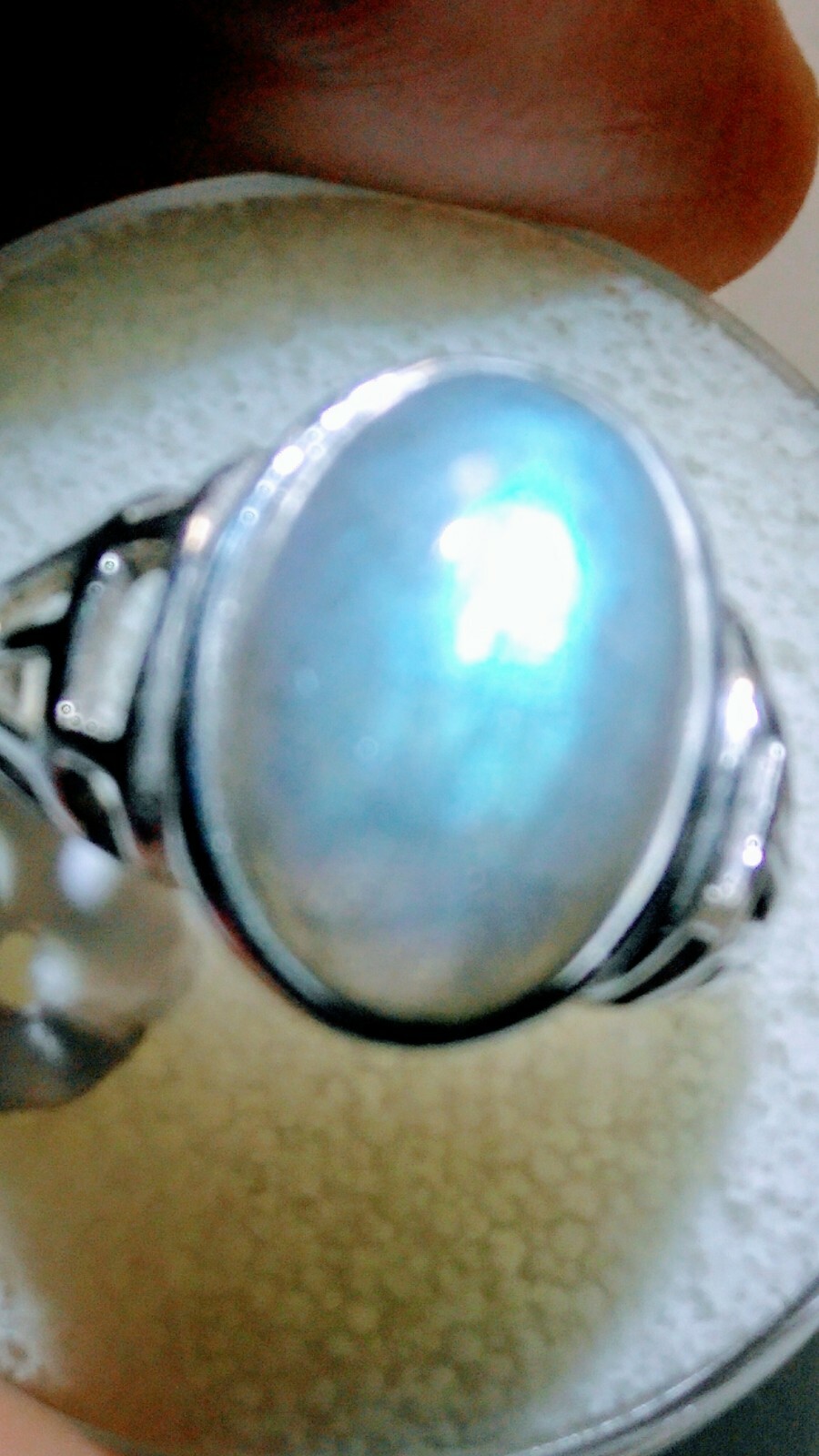 LIVELY  UNTREATED NATURAL LABRADORITE IN .925 STERLING SILVER RING SIZES 6.5,7.0