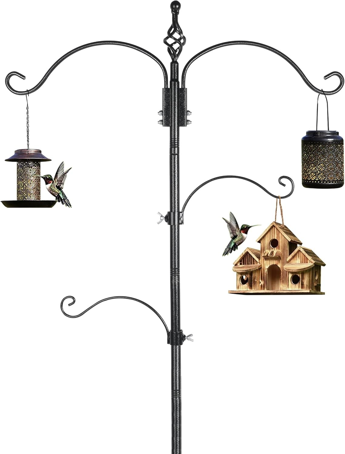 83 Inch Bird Feeder Pole Shepherd Hooks for Feeders,Bird Feeding Black-C