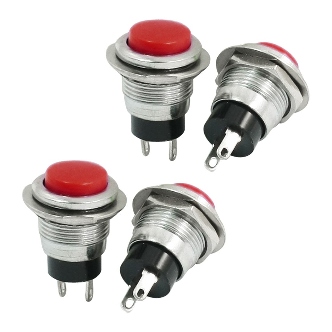 4PCS AC125V 6A 250V 3A Red Momentary SPST 2 Terminals Pushbutton Switches