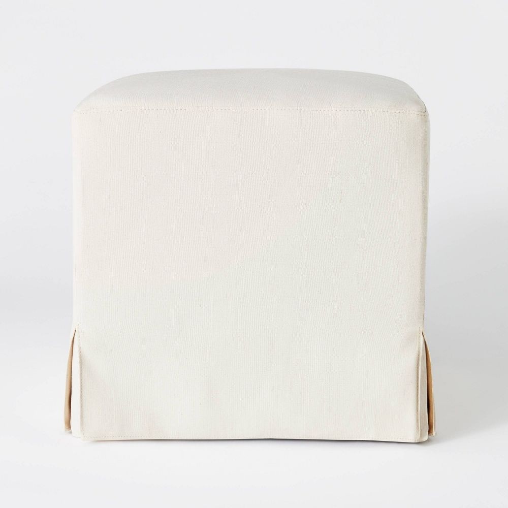 Threshold designed w/Studio McGee Slipcover Ottoman Square Bedroom Cream