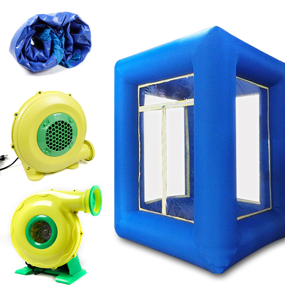 9'ft Inflatable Cash Cube Booth Money Grab Machine w/ 2 Blowers Event Party Blue