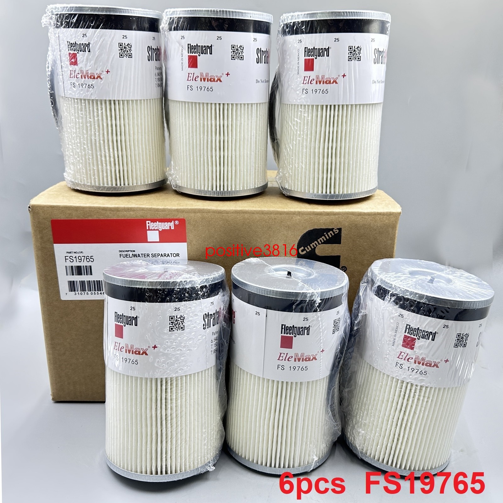 NEW 6PCS FS19765 Fleetguard Cummins Fuel/Water Separator Genuine Free Shipping