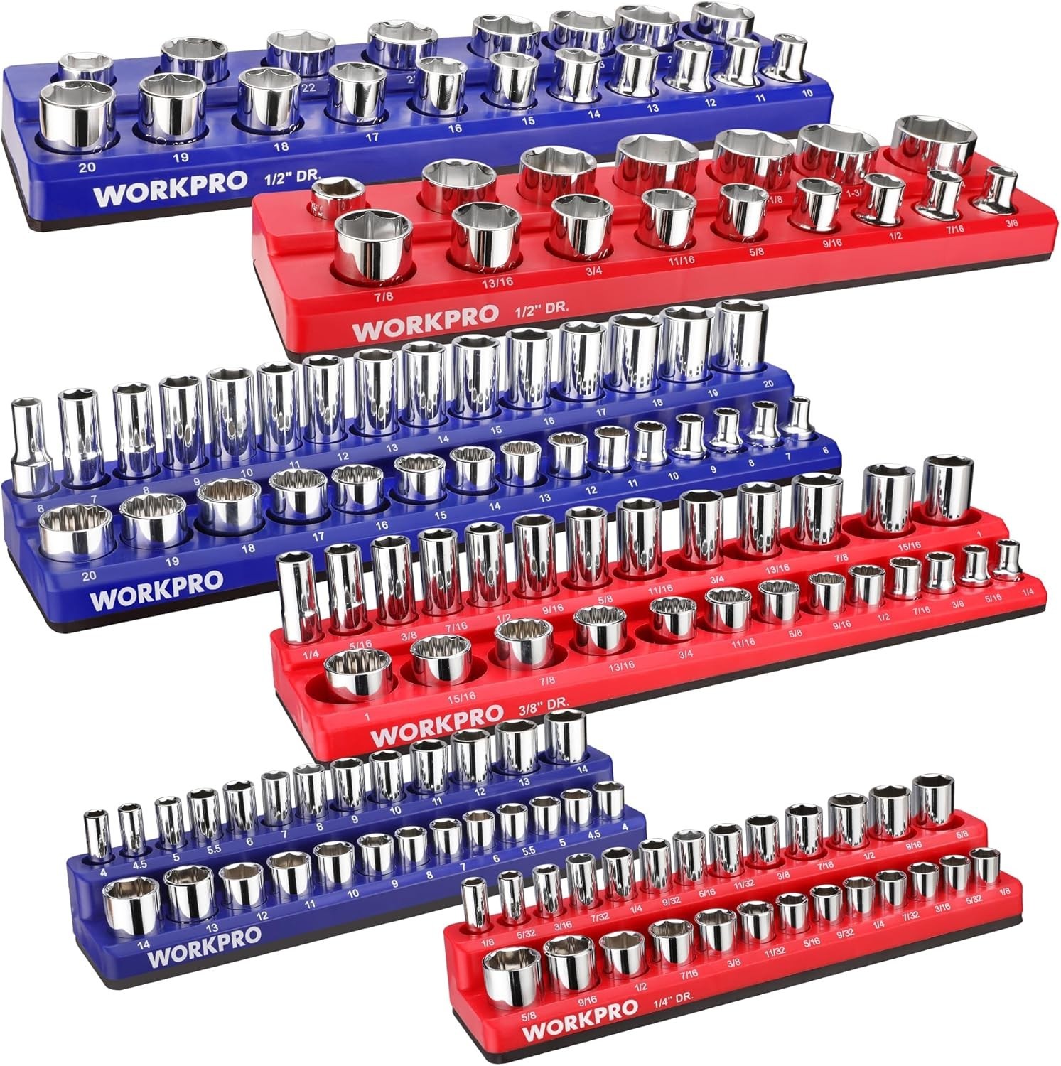 Magnetic Socket Organizer for Standard & Deep Sockets - 6 Trays Included
