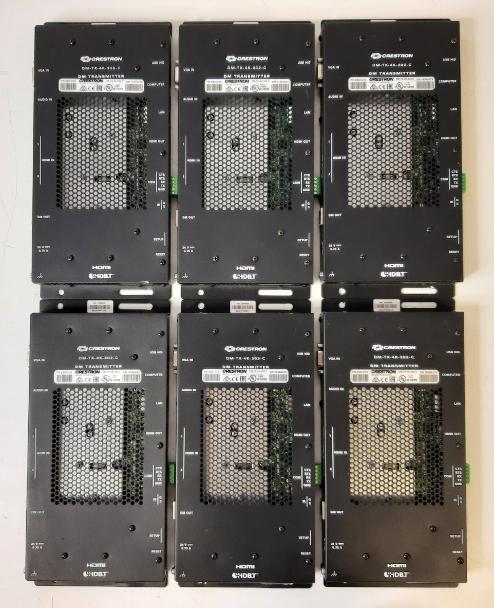 (6x) Crestron DM-TX-4K-302-C DM Transmitter - Power Tested - No AC Adapters