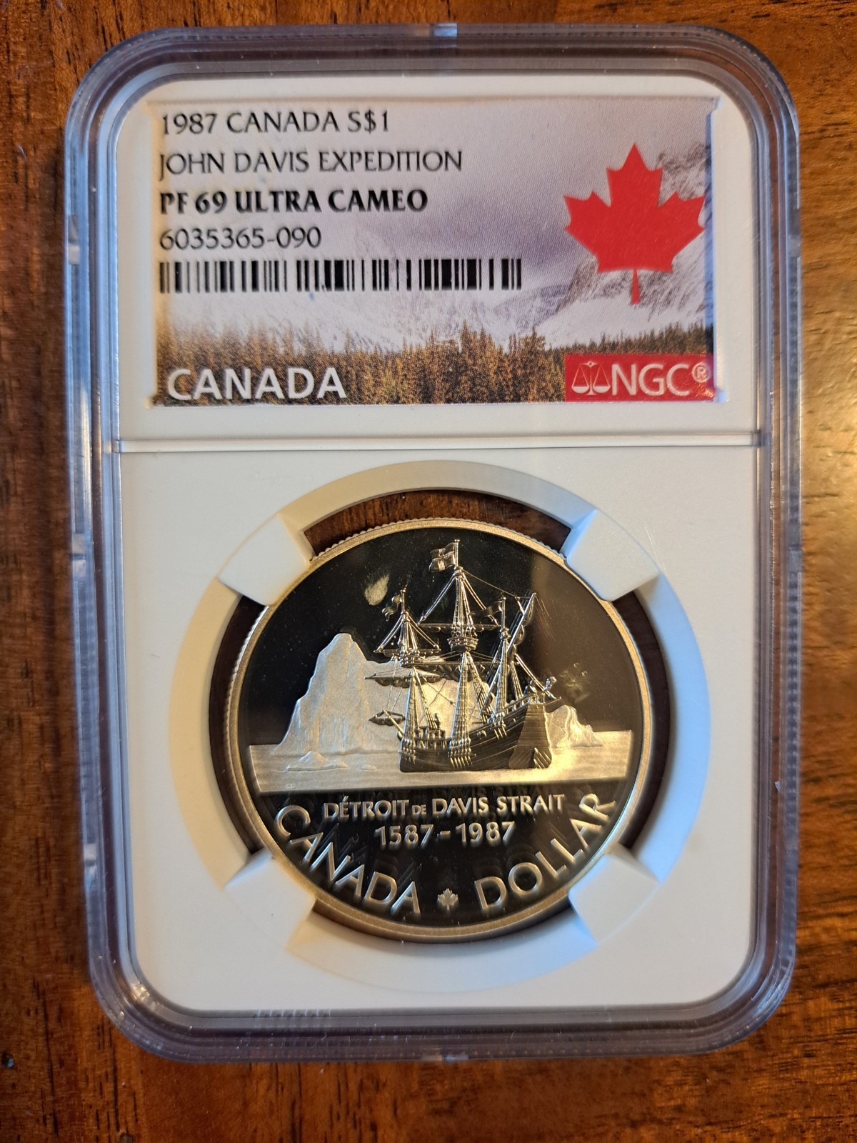 1987 NGC PF69UCAM CANADA SILVER DOLLAR JOHN DAVIS EXPEDITION S$1 ULTRA CAMEO