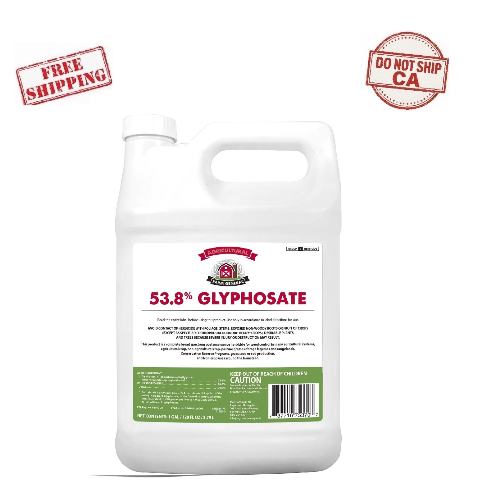 Farm General - 53.8% Glyphosate - Grass & Weed Killer Concentrate - 1 Gallon