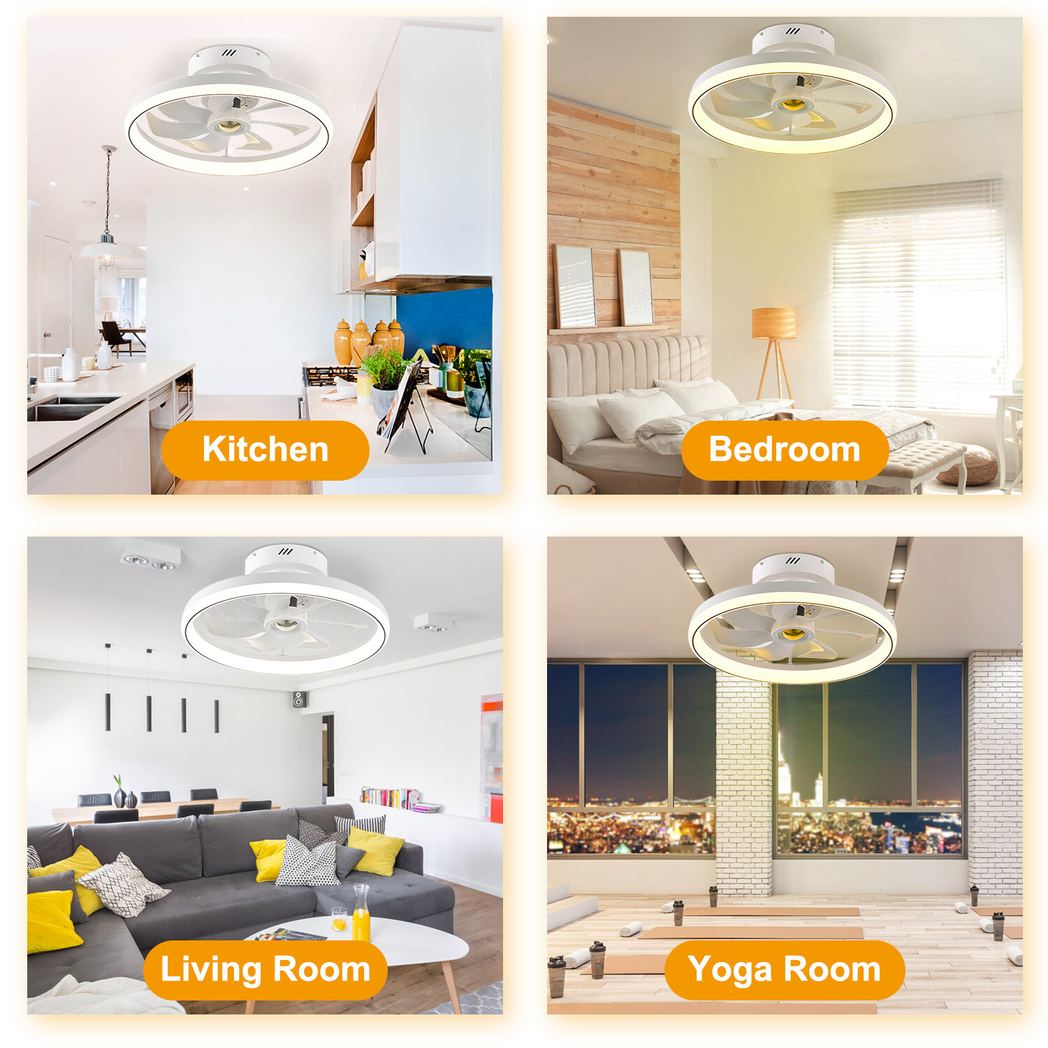 20" Ceiling Fans w/ Remote Light Dimmable Low Profile Ceiling Fan Light for Home