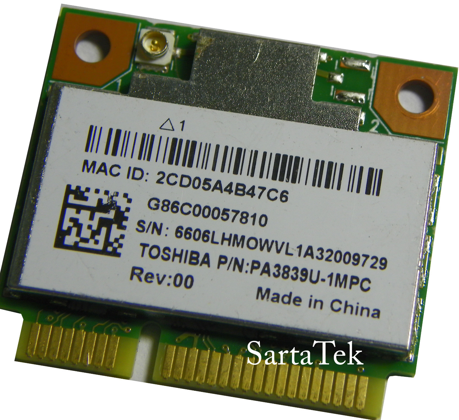 Toshiba OEM G86C00057810 802.11b/g/n Wireless PCIe Half RTL8188CE V000270870