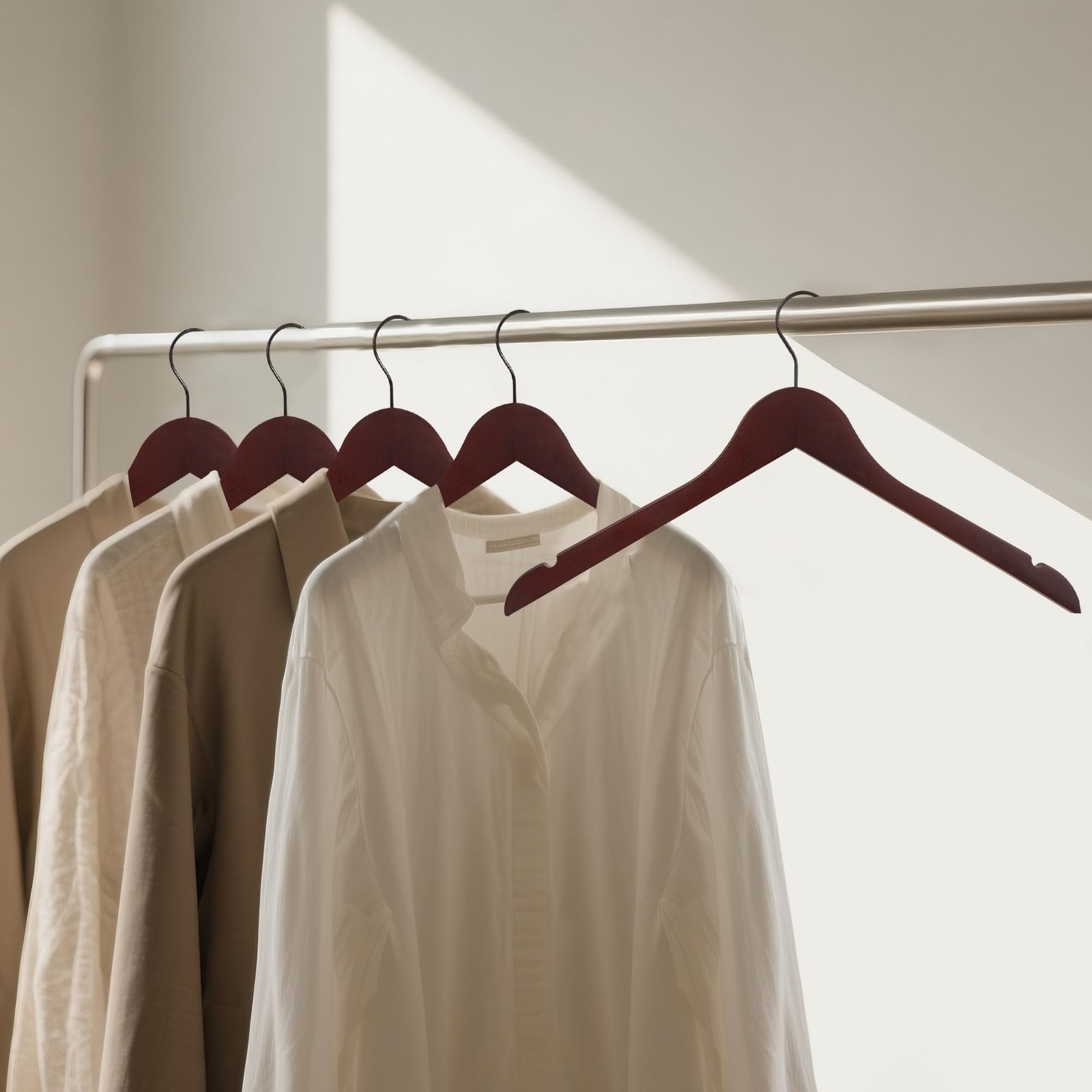 Premium Wooden Top Hangers, Heavy Duty Solid Wood Suit Hangers with 360° Swiv...