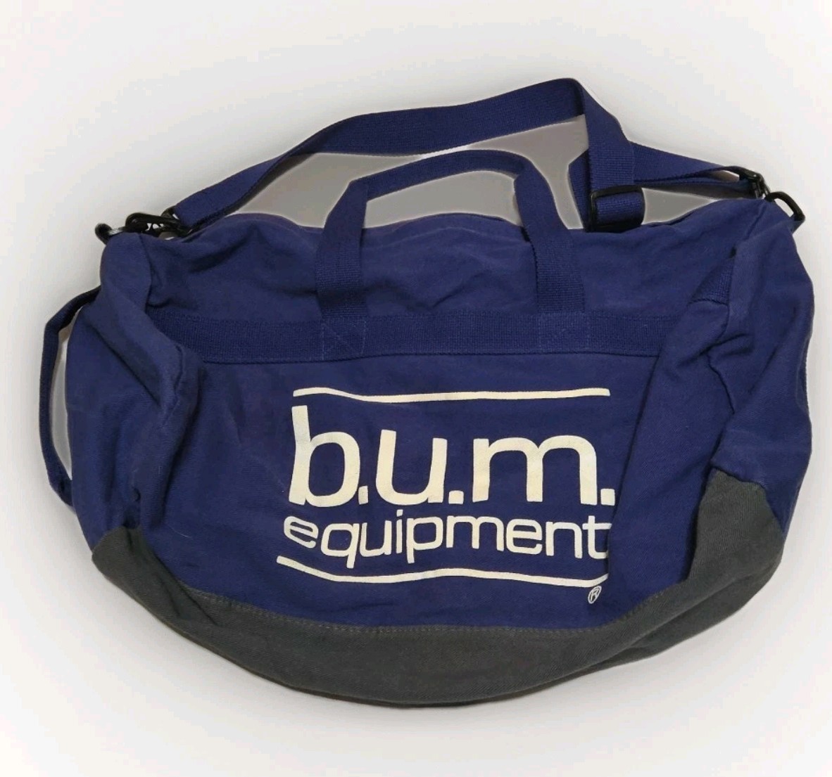 VTG BUM Equipment Duffle Bag Gym Travel w/Shoulder Strap Royal Blue  14×20" Flaw