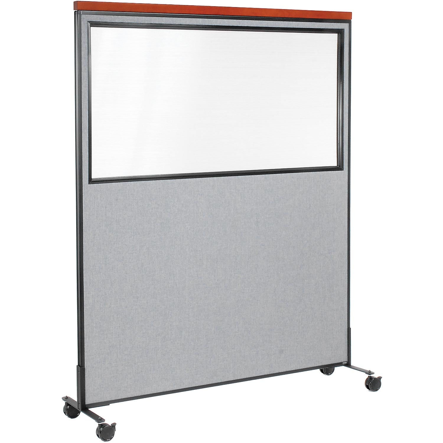 60-1/4"W x 76-1/2"H Mobile Deluxe Office Partition Panel with Partial Window