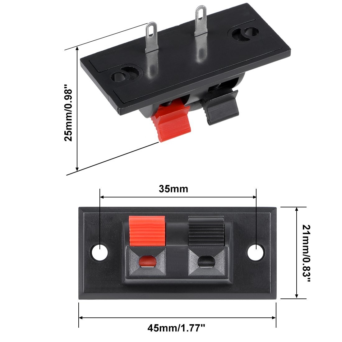 uxcell 2pcs 2 Way Jack Socket Spring Push Release Connector Speaker 2