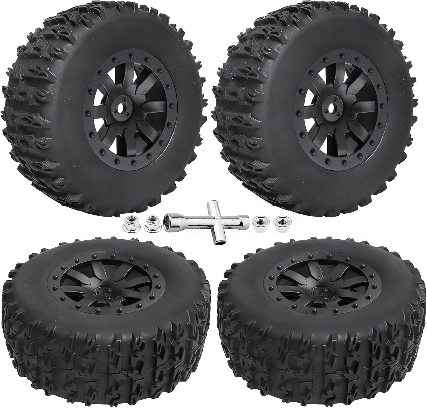 RC Truck Tires and Wheels Set 12Mm Hex for Traxxas Slash  Glued  Short Course