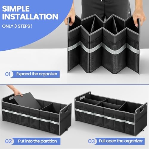 Car Trunk Organizer, Car Storage Organizer, Collapsible Multi 100L Black