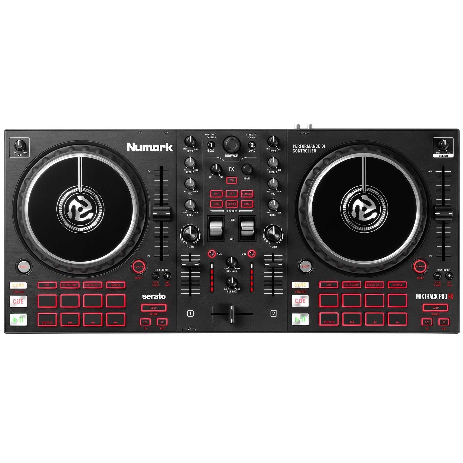 Numark Mixtrack Pro FX Effects 2-Deck Serato DJ Controller, 12" PA Speakers Pack
