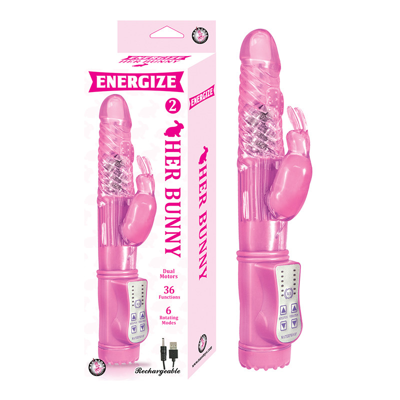 Energize Her Bunny 2  Luv Touch Rechargeable Rabbit Vibe Waterproof - Pink
