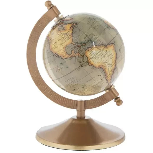 Gold & Beige Globe Elegant Tabletop Home Office Decor 7 Inch Tall