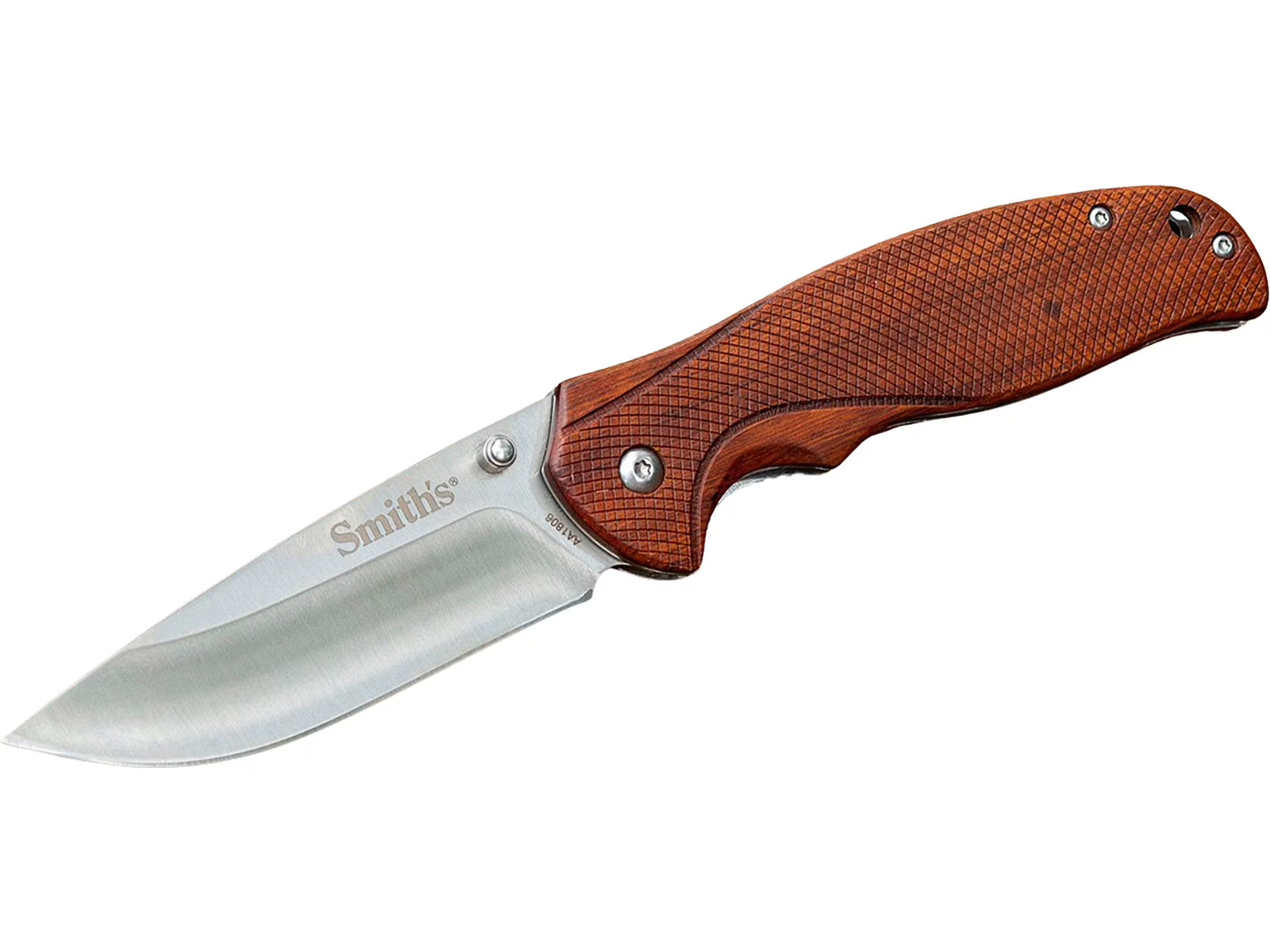 Smith's Adaha Pocket Knife 3.43" Drop Point 420 Satin Blade Wood Handle Natural