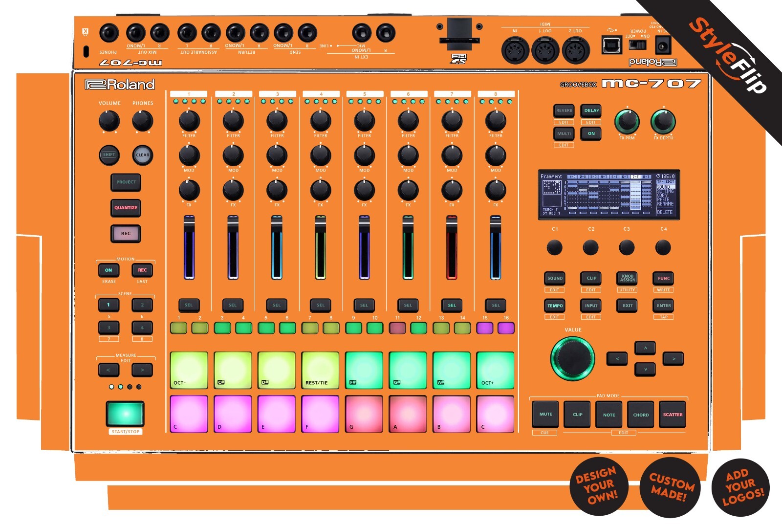 ROLAND MC-707- Groovebox | Custom Design | Protective Decal | StyleFlip Skins