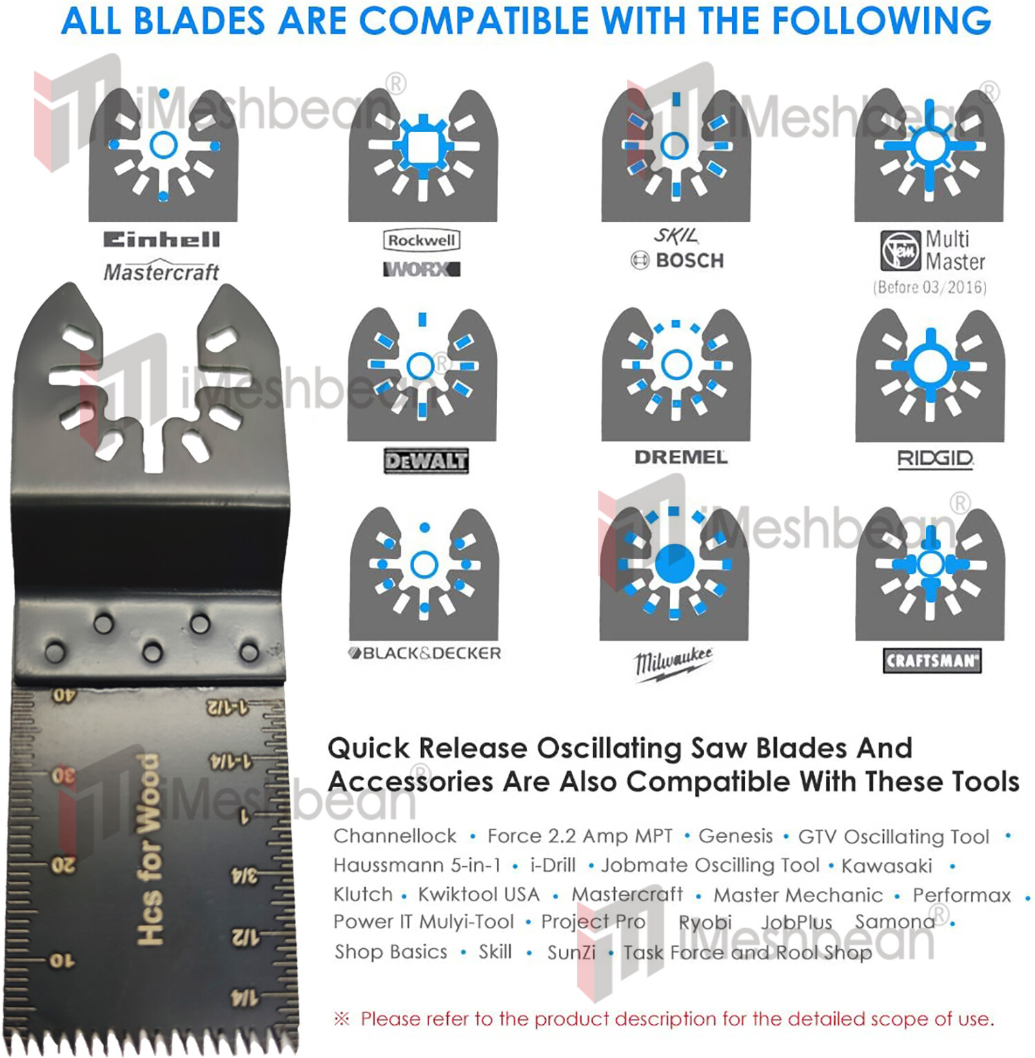 20-240PC Oscillating Multi Tool Saw Blades Wood Metal Cut Cutter For Dewalt Fein