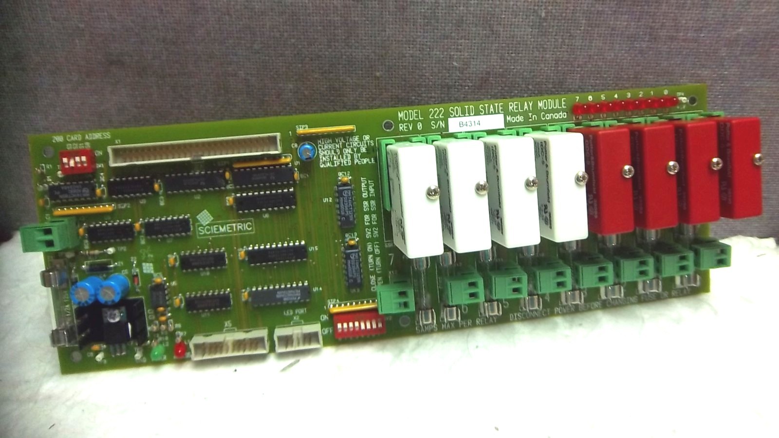 SCIEMETRIC  SOLID STATE RELAY MODULE W/ RELAYS MODEL 222 REV. 0 USED 222