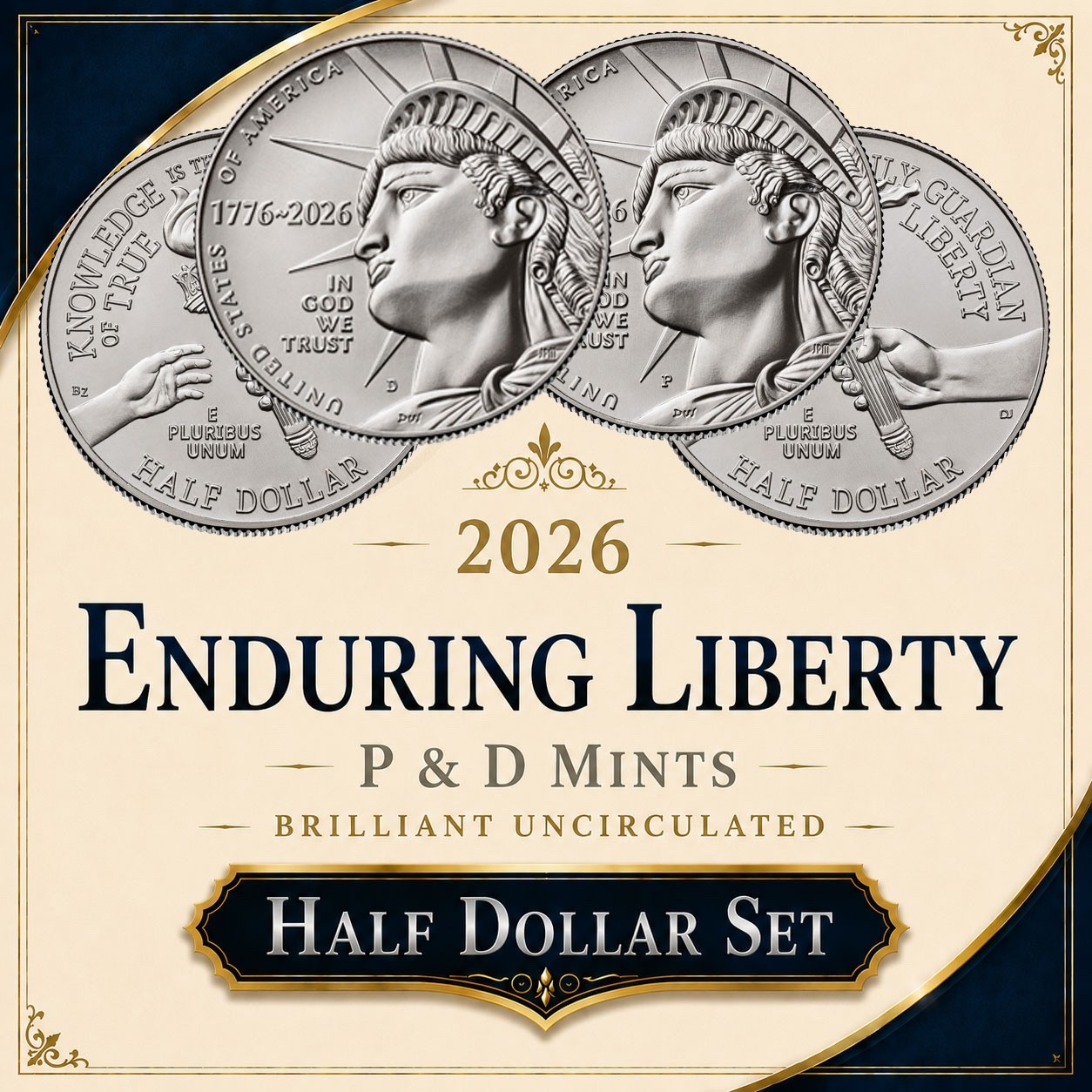 2026 Enduring Liberty Half Dollar ~ 2 Coin Set ~ Brilliant Uncirculated Kennedy