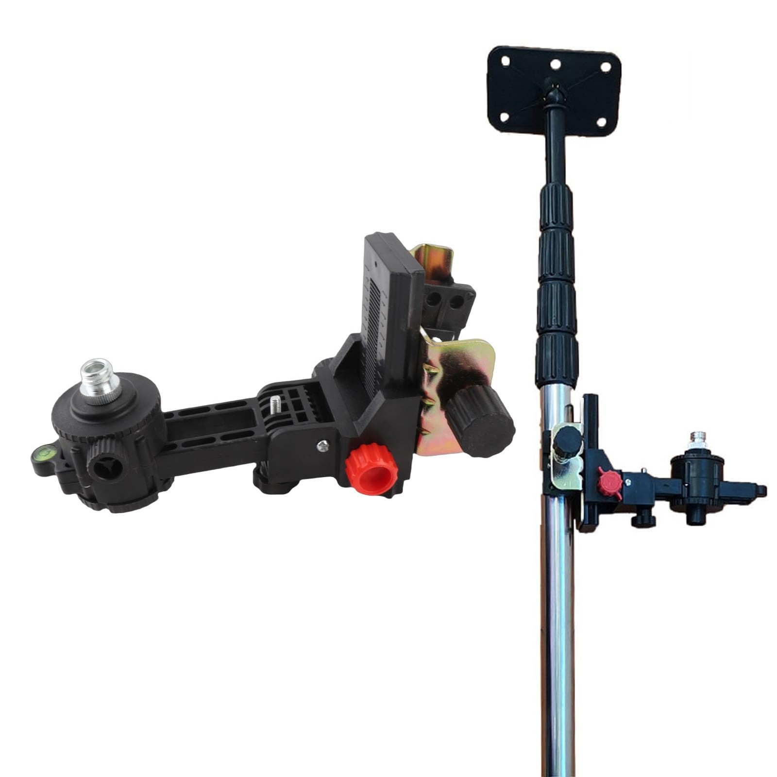 Fine Tuning Bracket Level Tool Adapter, 360 Degree Rotation Telescoping Pole ...