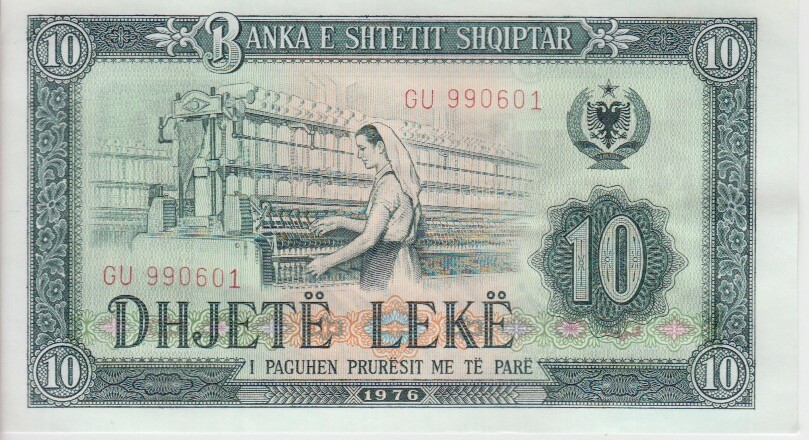 ALBANIA  P.43  10 LEKE 1976  UNCIRCULATED  LOW SHIPPING  WE COMBINE 2001 YYY