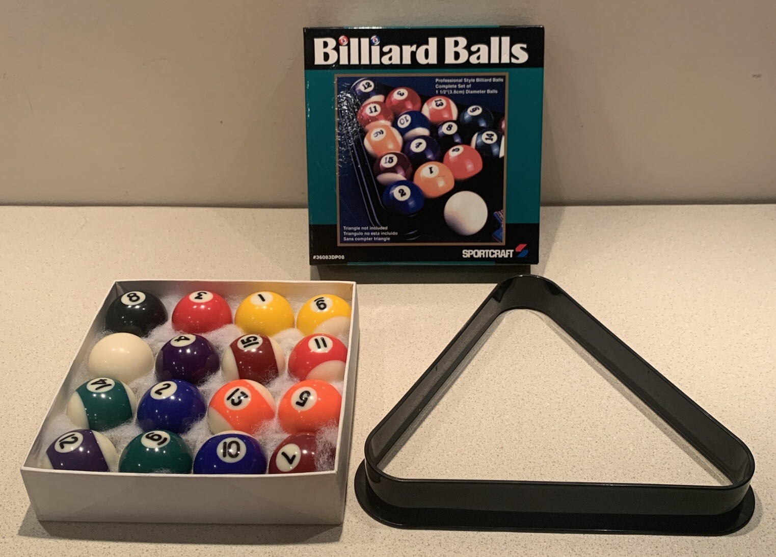 Sportcraft Billiard Mini Ball Set with Triangle Rack (1.5 Inch Diameter Balls)