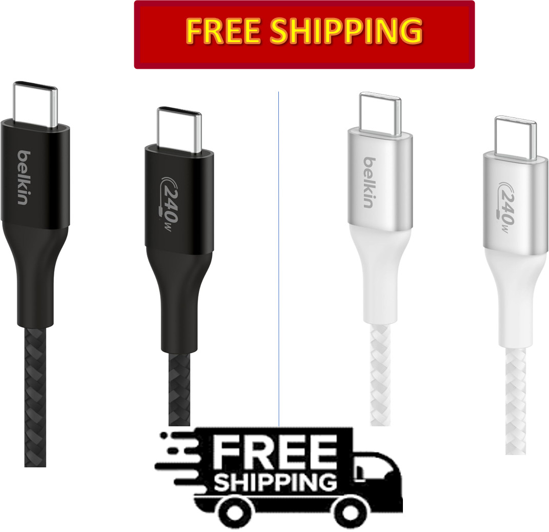 Belkin 240 W USB C to USB C Double Braided Soft & Flexible Fast Charging Cable