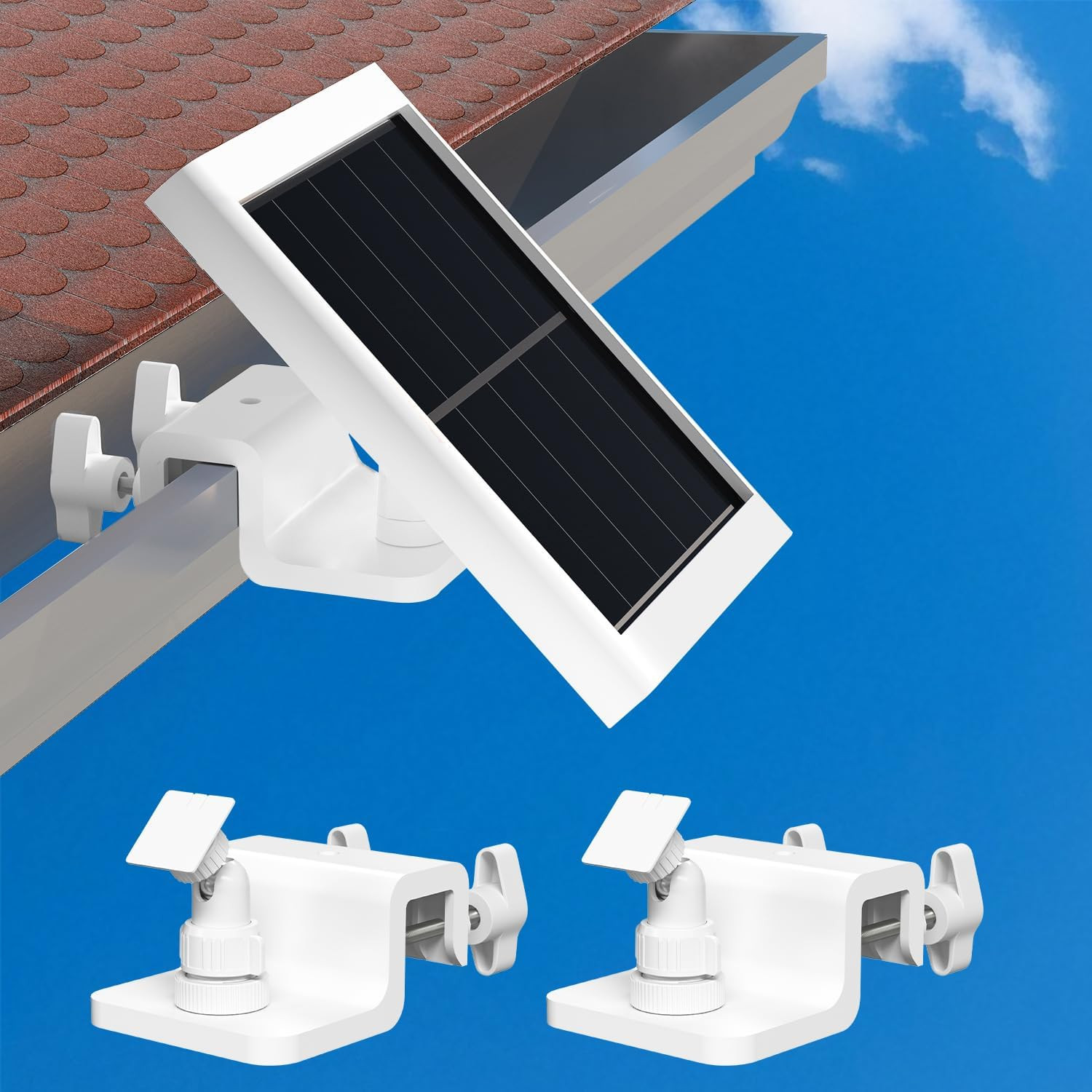 Didalo 2 Pack Gutter Mount Compatible for Ring Solar Panel, 360°Adjustable Unive
