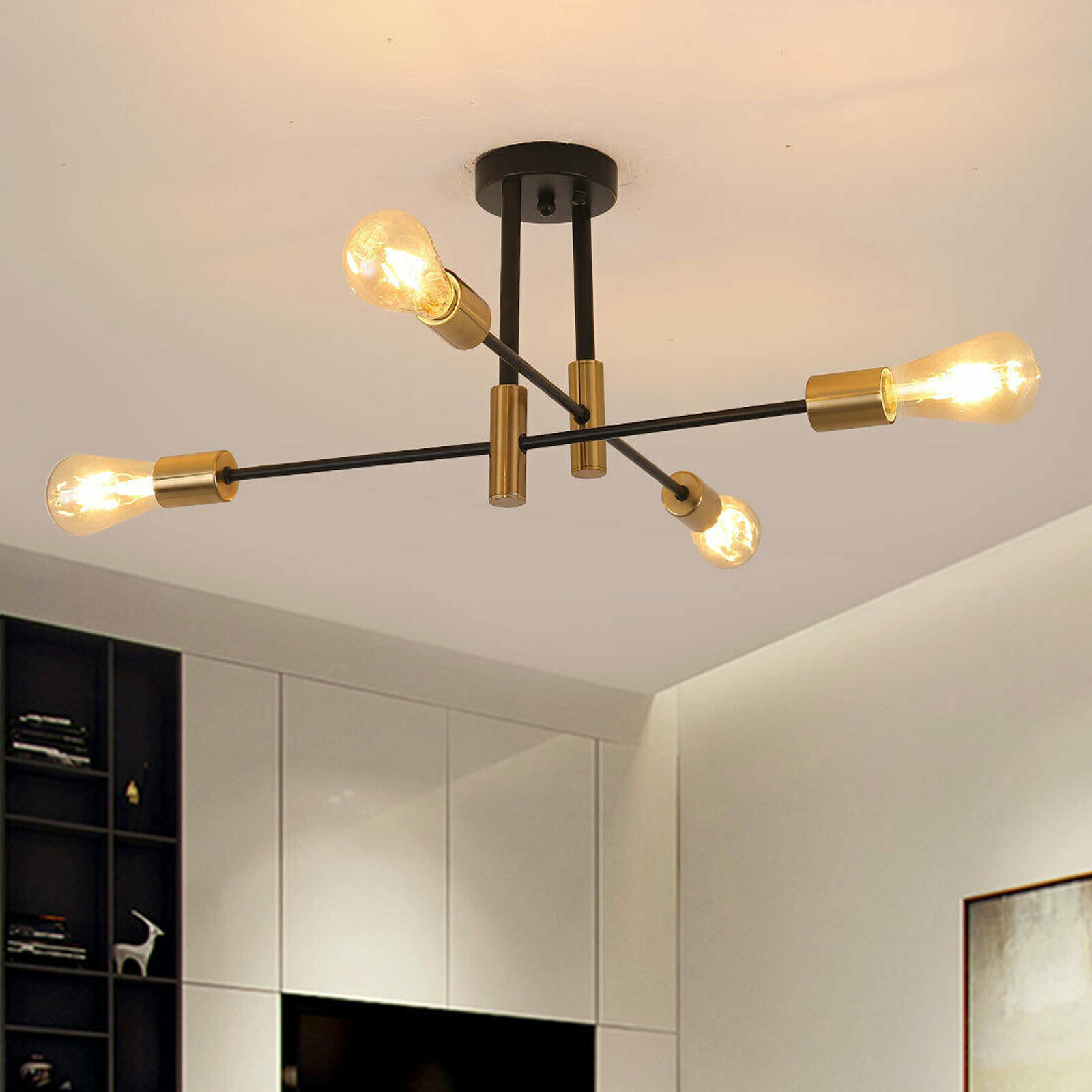 Modern Sputnik Chandelier Ceiling Fixture Gold Pendant Lamp Living Room Lights