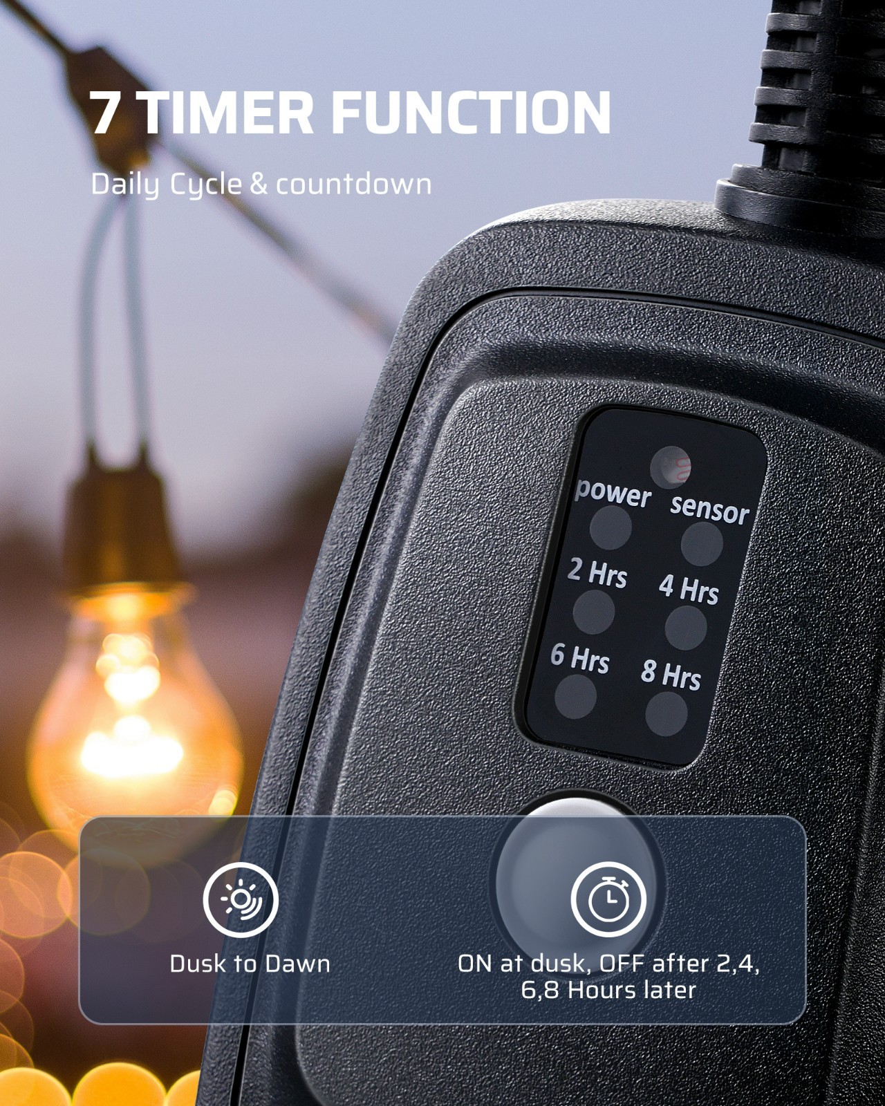 DEWENWILS Christmas Light Timer Outdoor, Dusk to Dawn Sensor & Remote Control