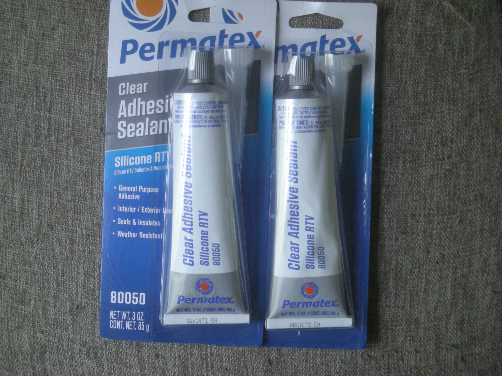 Permatex 80050 Clear RTV Silicone Adhesive Sealant, 3 oz  2 PACK