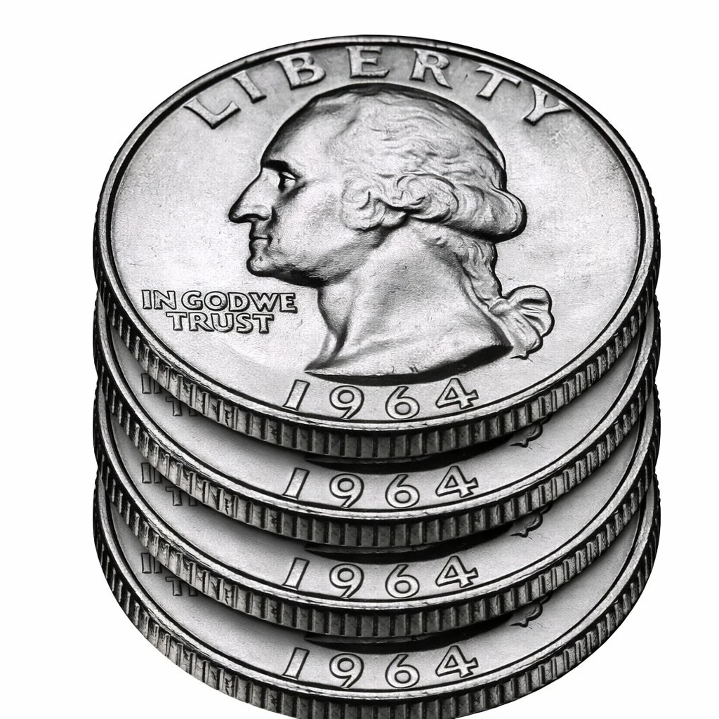 90% Silver Washington Quarters $1 Face BU (4 Coins) Pre-1965